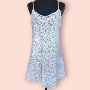 Vintage white lace slip dress night gown nightie 60s 70s 90s Y2K size M